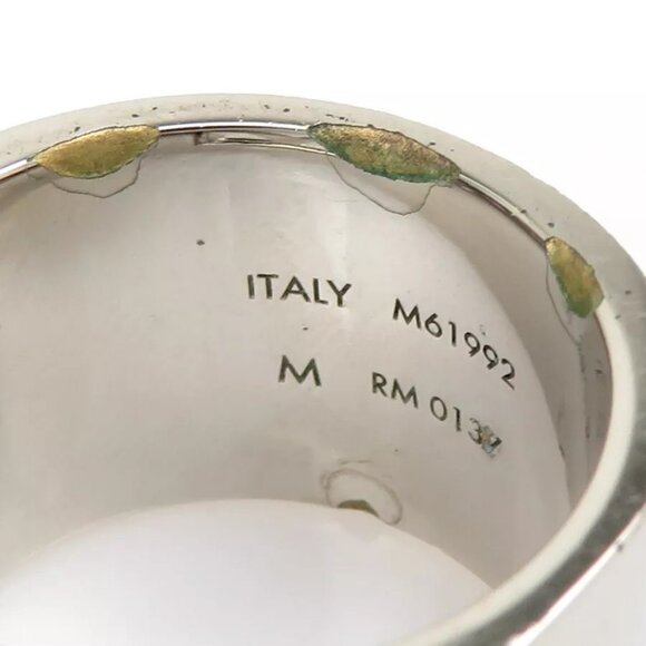 Auth LOUIS VUITTON V Square Ring Silver Metal - Picture 13 of 16